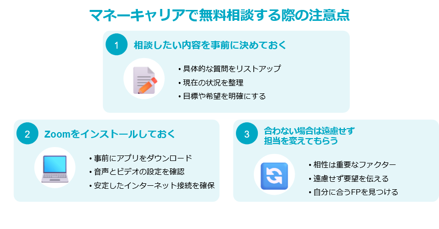 マネーキャリアに無料相談する際の注意点3つ